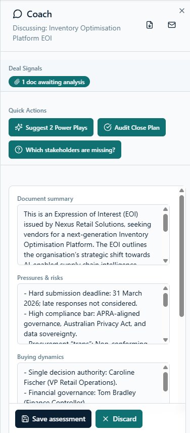 Symphony AI Coach, contextual deal coaching with document intelligence
